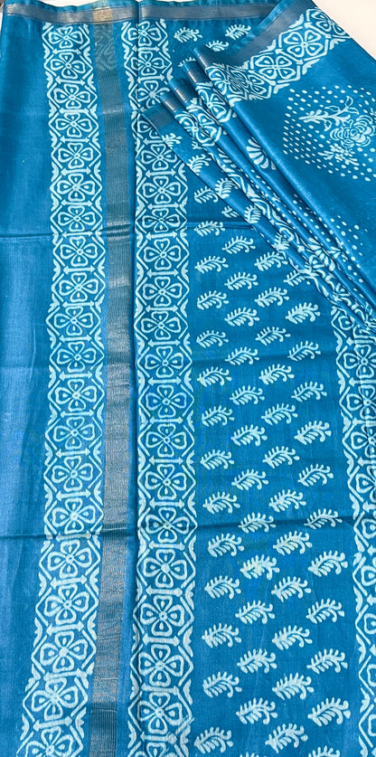 CAS185 - Deep turquoise blue Bandhani Saree