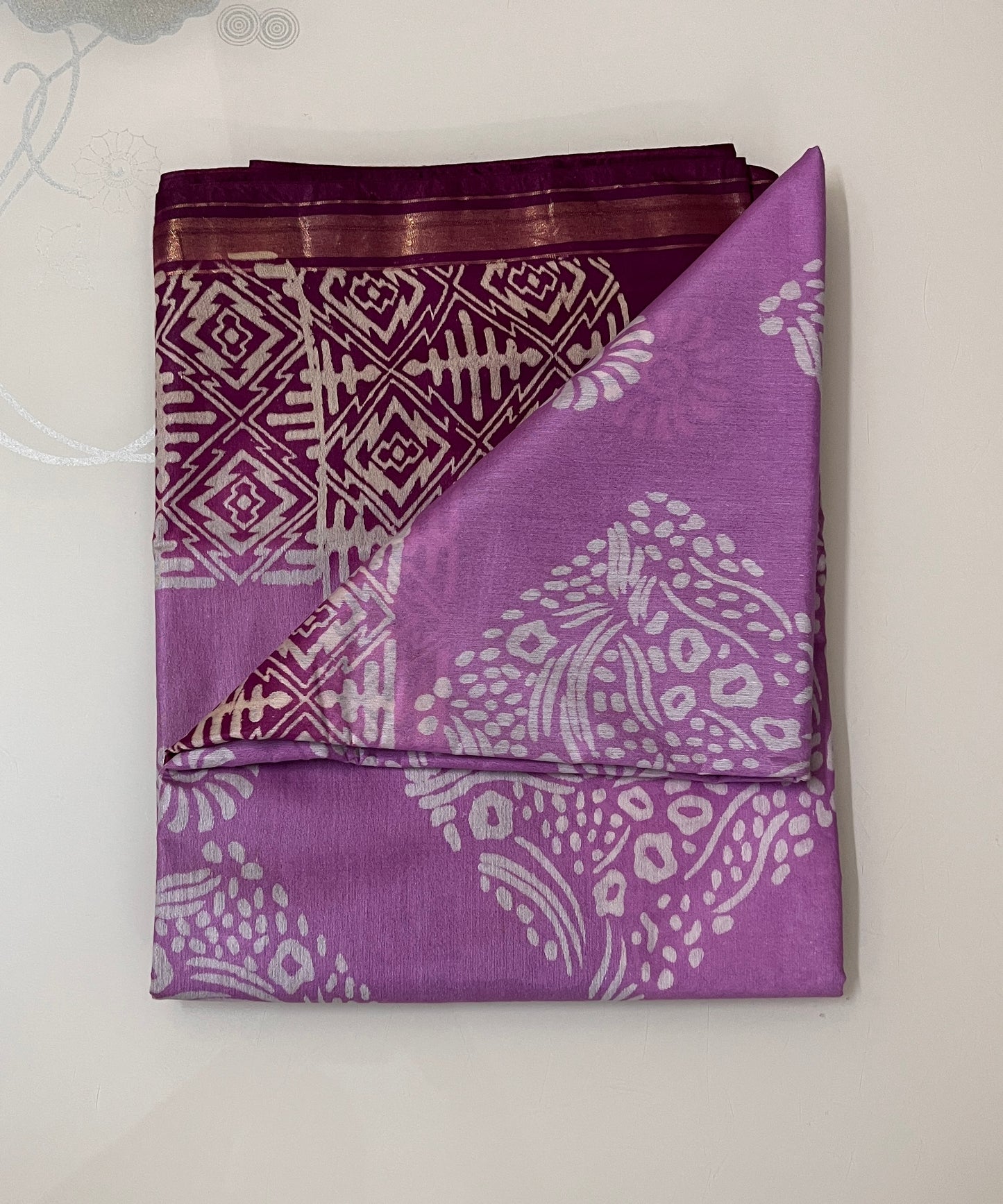 CAS186 - Magenta-pink and purple tone silk blended saree