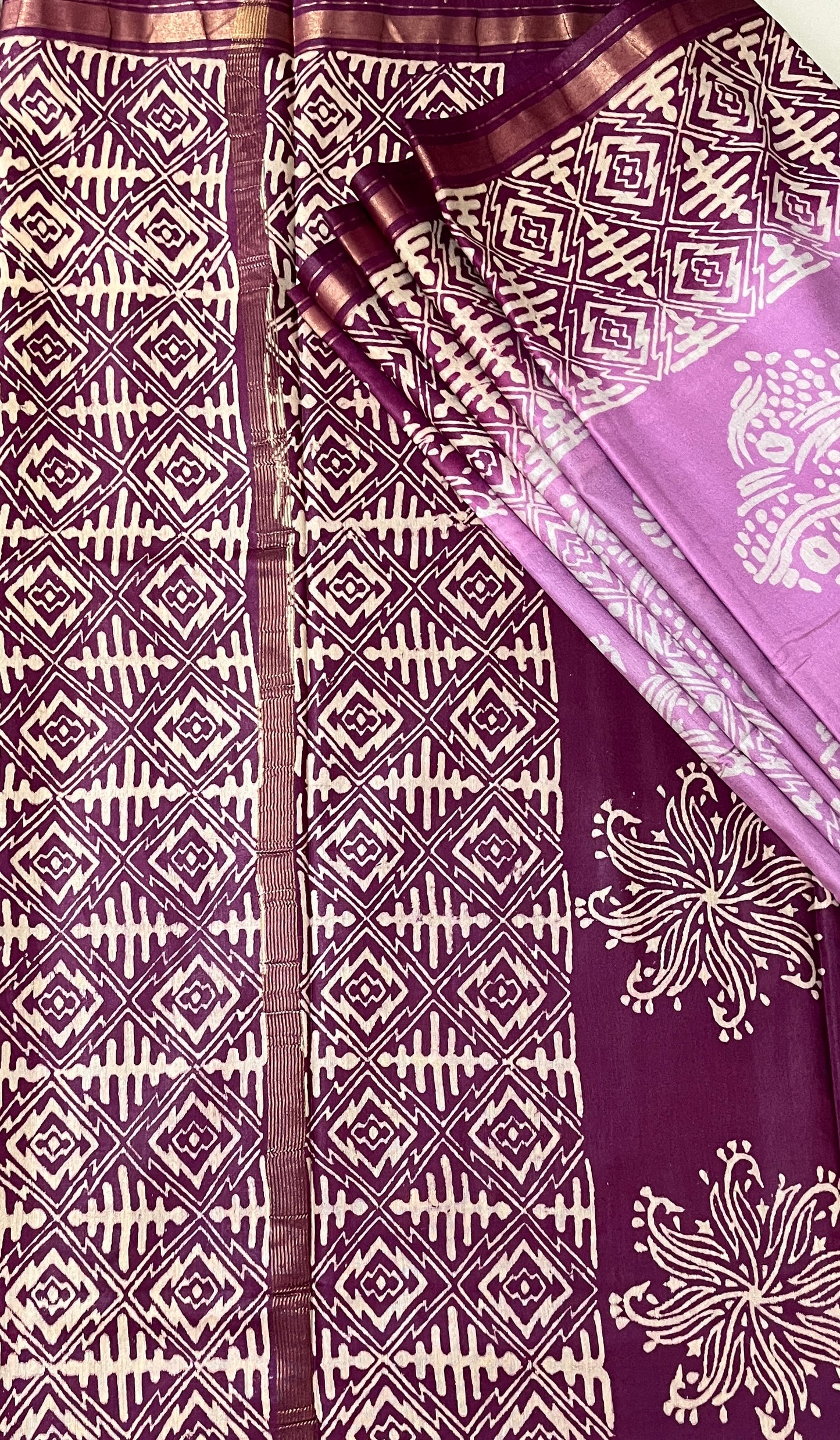 CAS186 - Magenta-pink and purple tone silk blended saree