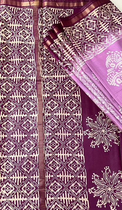 CAS186 - Magenta-pink and purple tone silk blended saree