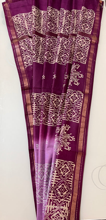 CAS186 - Magenta-pink and purple tone silk blended saree