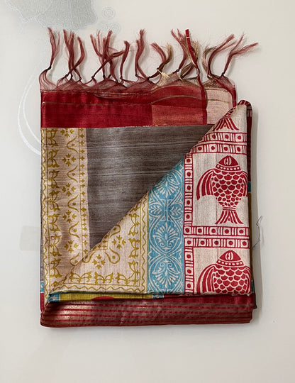 CAS205 - Brownish-grey shade South Indian silk blended saree