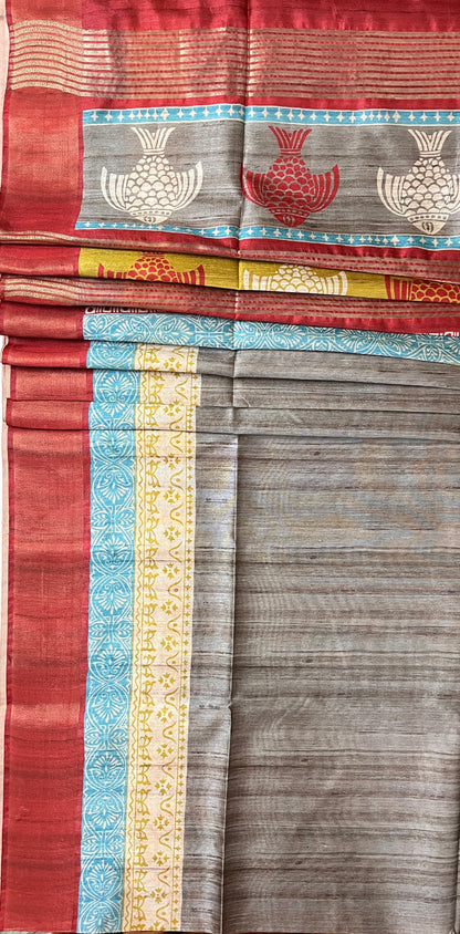 CAS205 - Brownish-grey shade South Indian silk blended saree