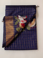 CAS204 - Deep navy blue silk blended saree