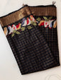 CAS203 - Black silk blended saree with birds motif