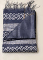 CAS168 - Steel grey bandhani handblock printed saree