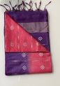 CAS169 - Deep purple and bright pink Ikat inspired saree