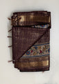 CAS195 - Deep brown silk blended saree
