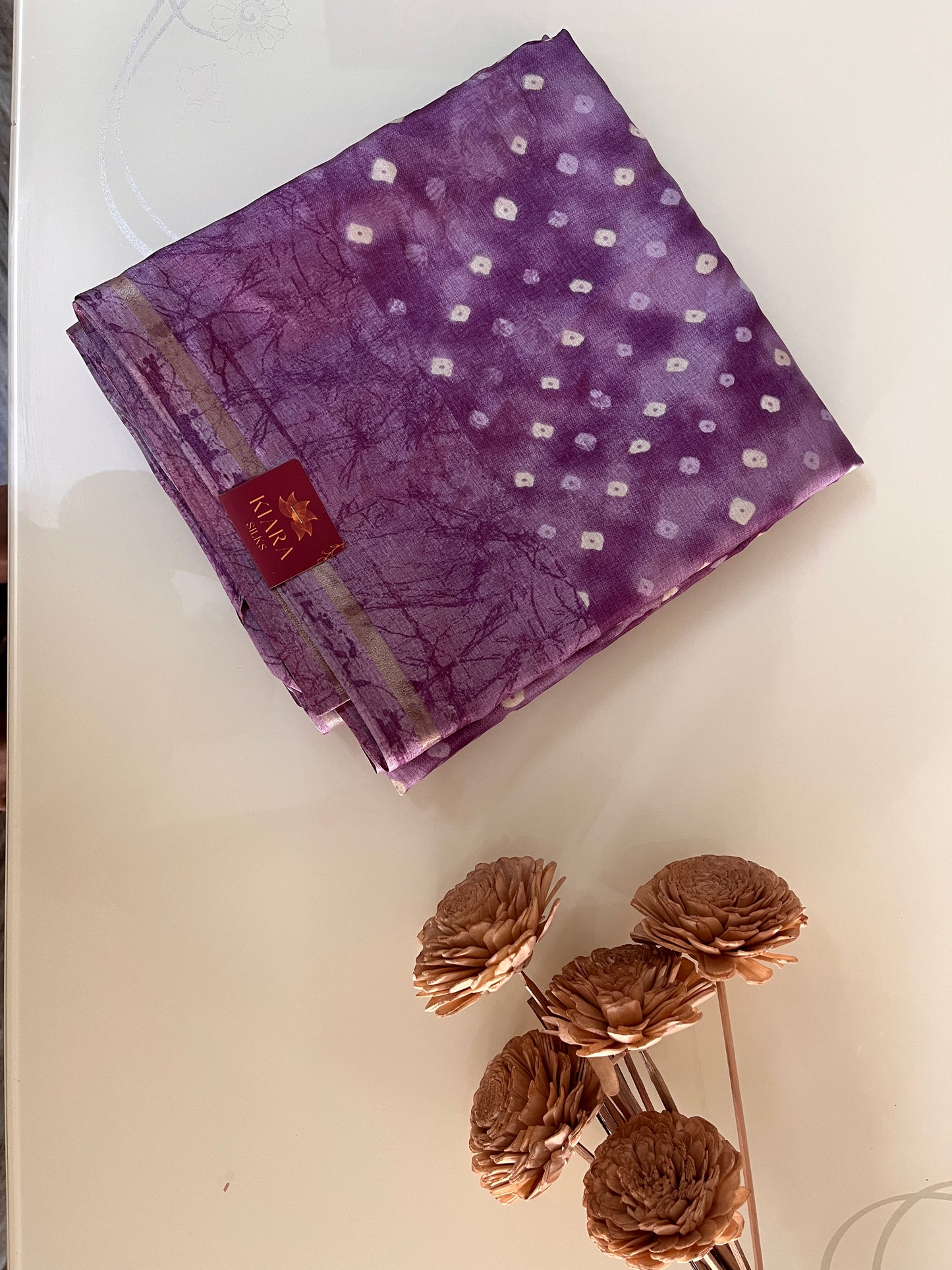 KS 135 - Purple base tie-dye-finish saree