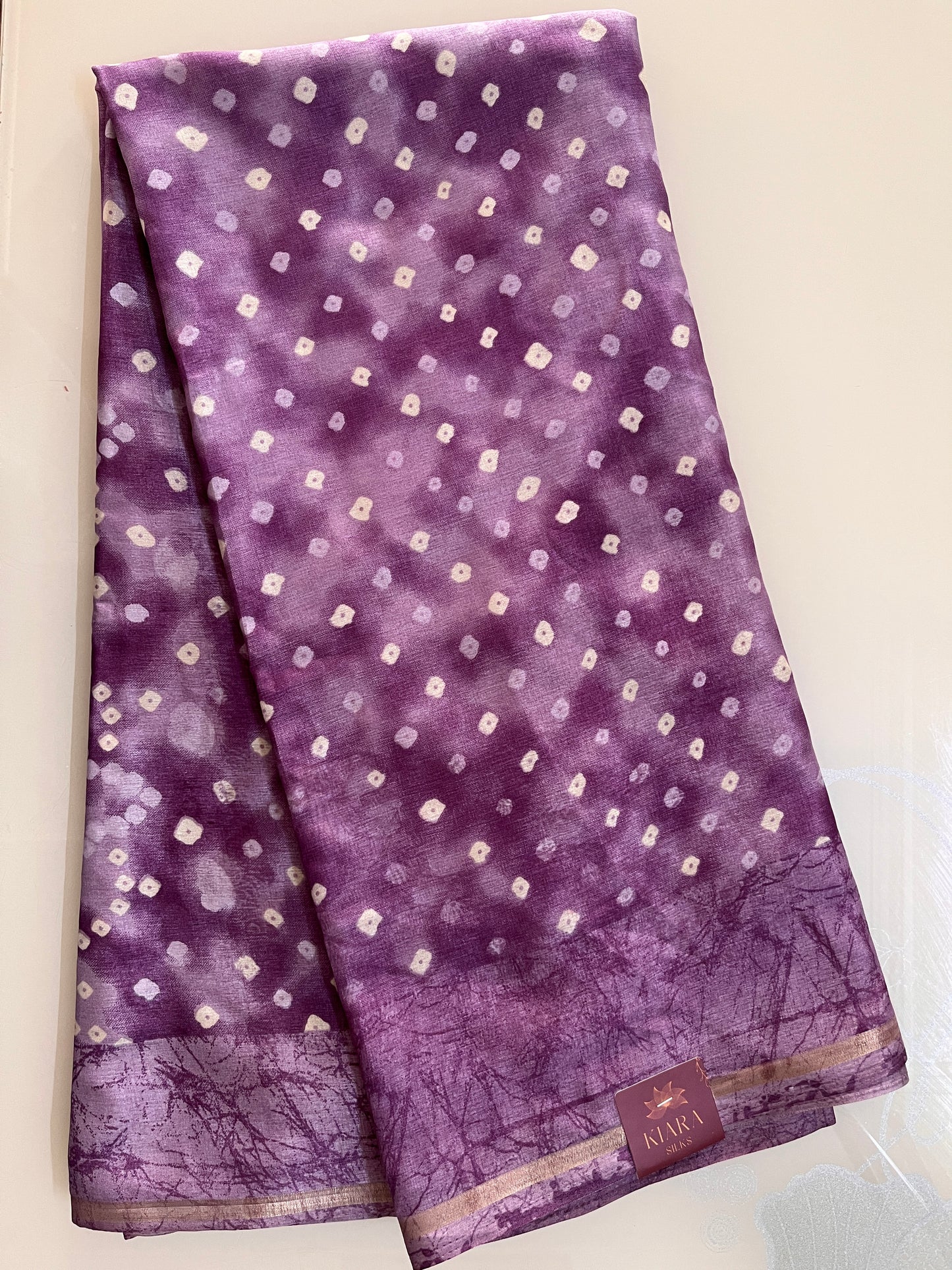 KS 135 - Purple base tie-dye-finish saree
