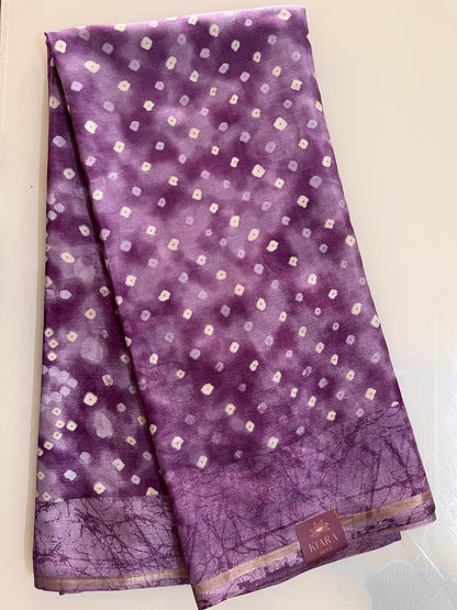 KS 135 - Purple base tie-dye-finish saree
