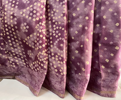 KS 135 - Purple base tie-dye-finish saree