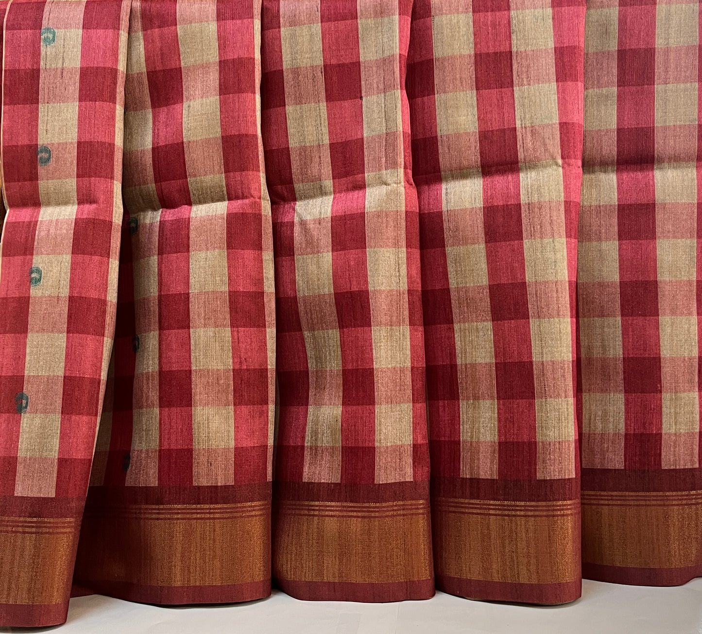 KS 164 - Maroon & Ivory base silk cotton saree